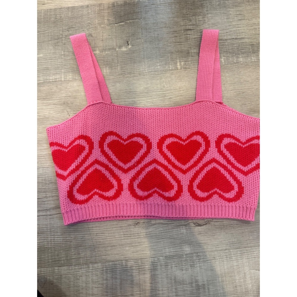 Dolls Kill Sugar Thrillz Heart Knit Crop Top - Size L/XL